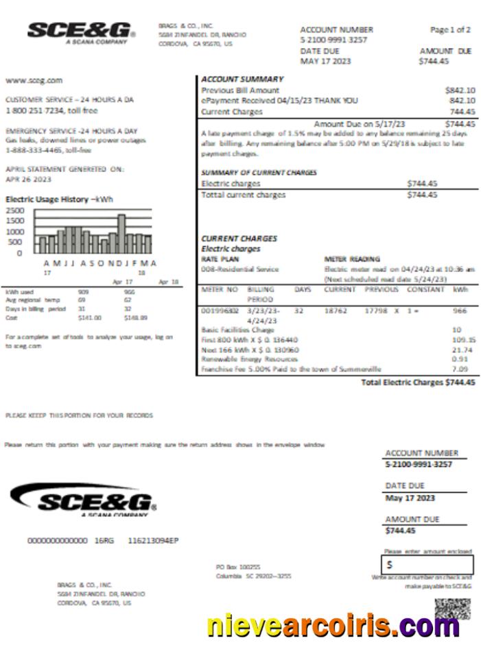 South Carolina SCE&G electricity utility business bill